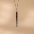 Onyx Bar Pendant Necklace Silver 18K Gold Plated