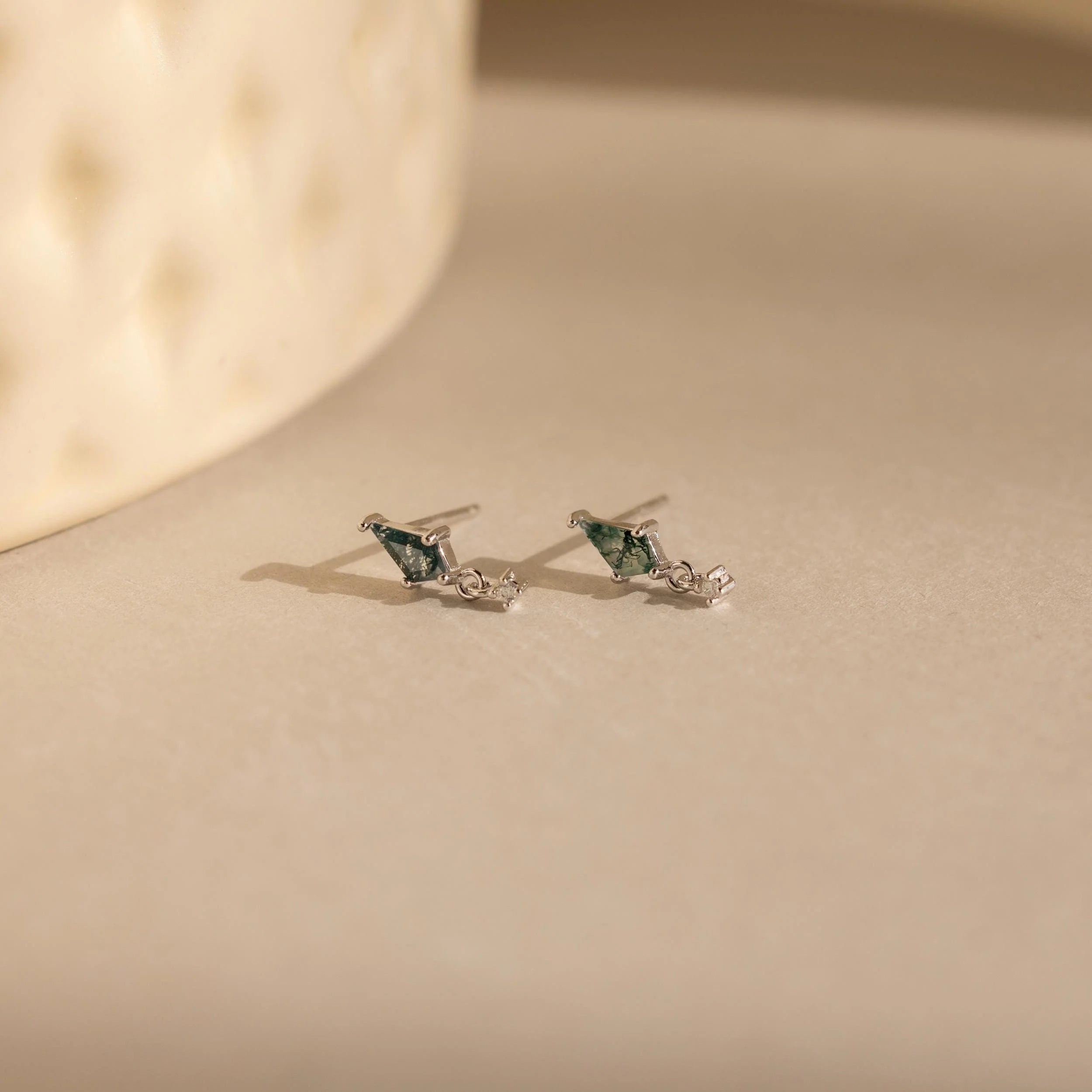 Agate Kite Drop Earrings Silver 18K Gold Plated