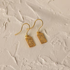 Rectangle Birth Flower Earrings Silver 18K Gold Plated