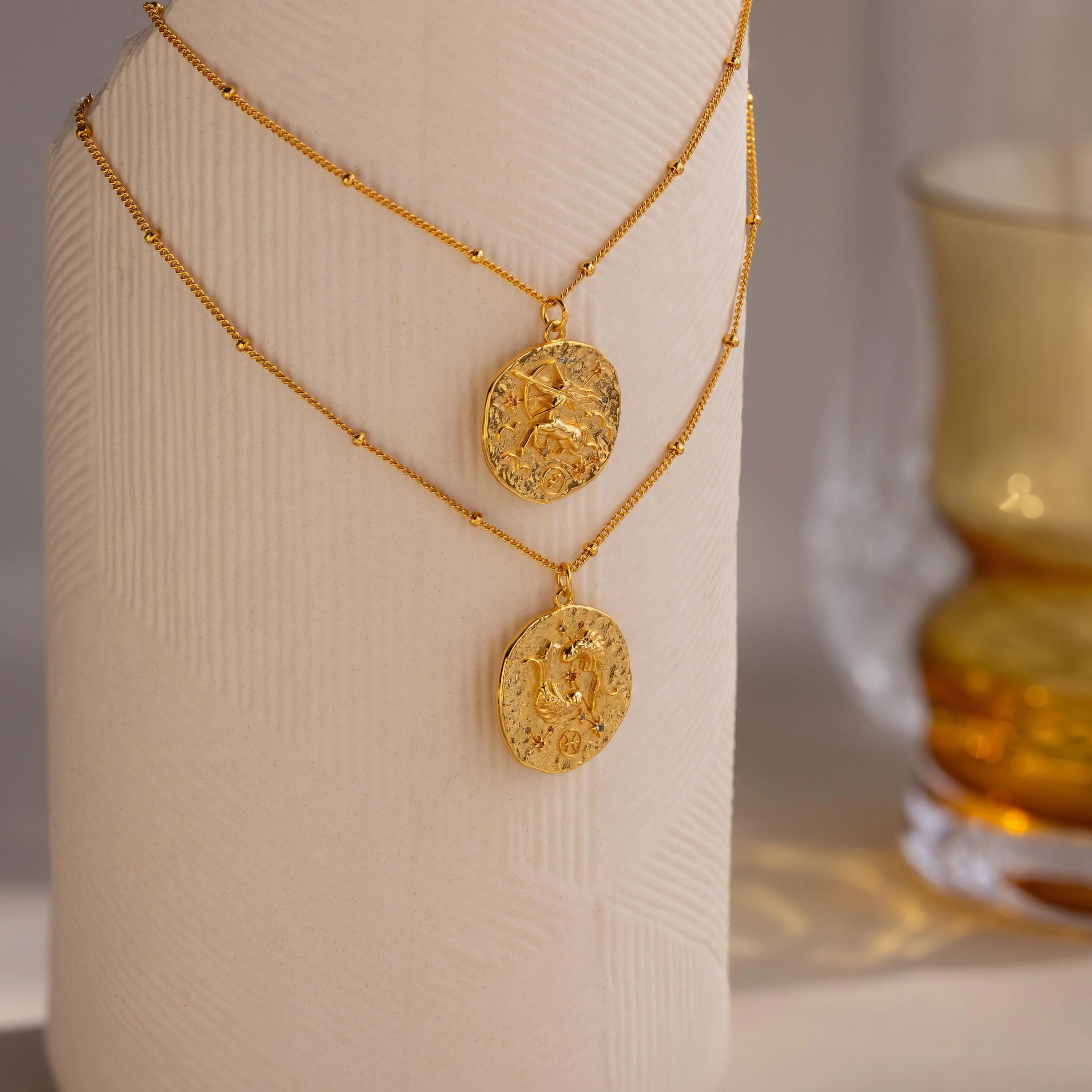 Zodiac Coin Necklace Silver 18K Gold Plated
