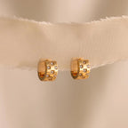 Pave Checkered Huggies Silver 18K Gold Plated