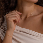 Heart Station Necklace & Bracelet Set Silver 18K Gold Plated