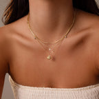 Diamond Seashell Charm Necklace Silver 18K Gold Plated