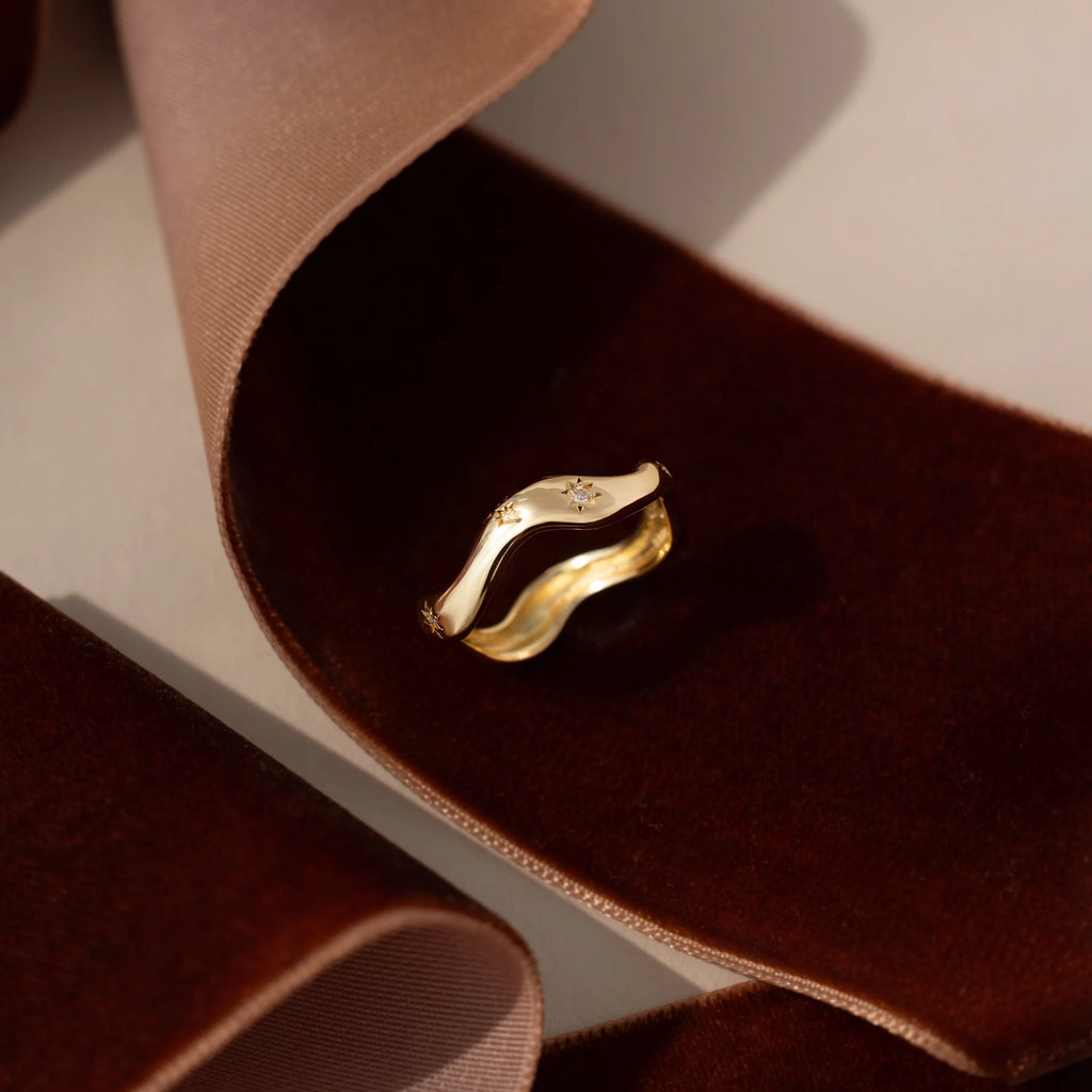 Diamond Celestial Ring Silver 18K Gold Plated