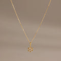Diamond Poinsettia Charm Necklace Silver 18K Gold Plated