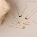 Custom Cut Birthstone Necklace Silver 18K Gold Plated
