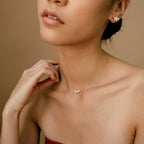 Marquise Diamond Flower Necklace Silver 18K Gold Plated