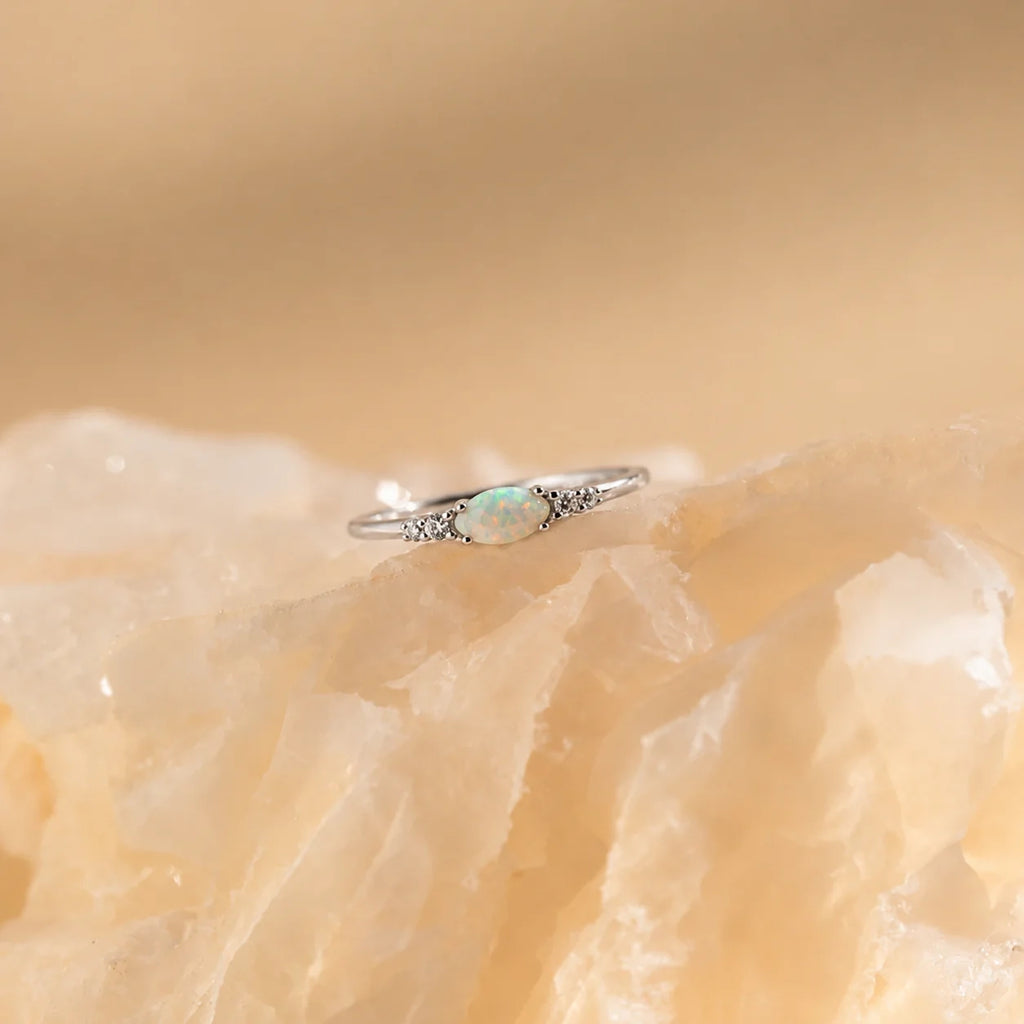 Marquise Opal and Diamond Ring