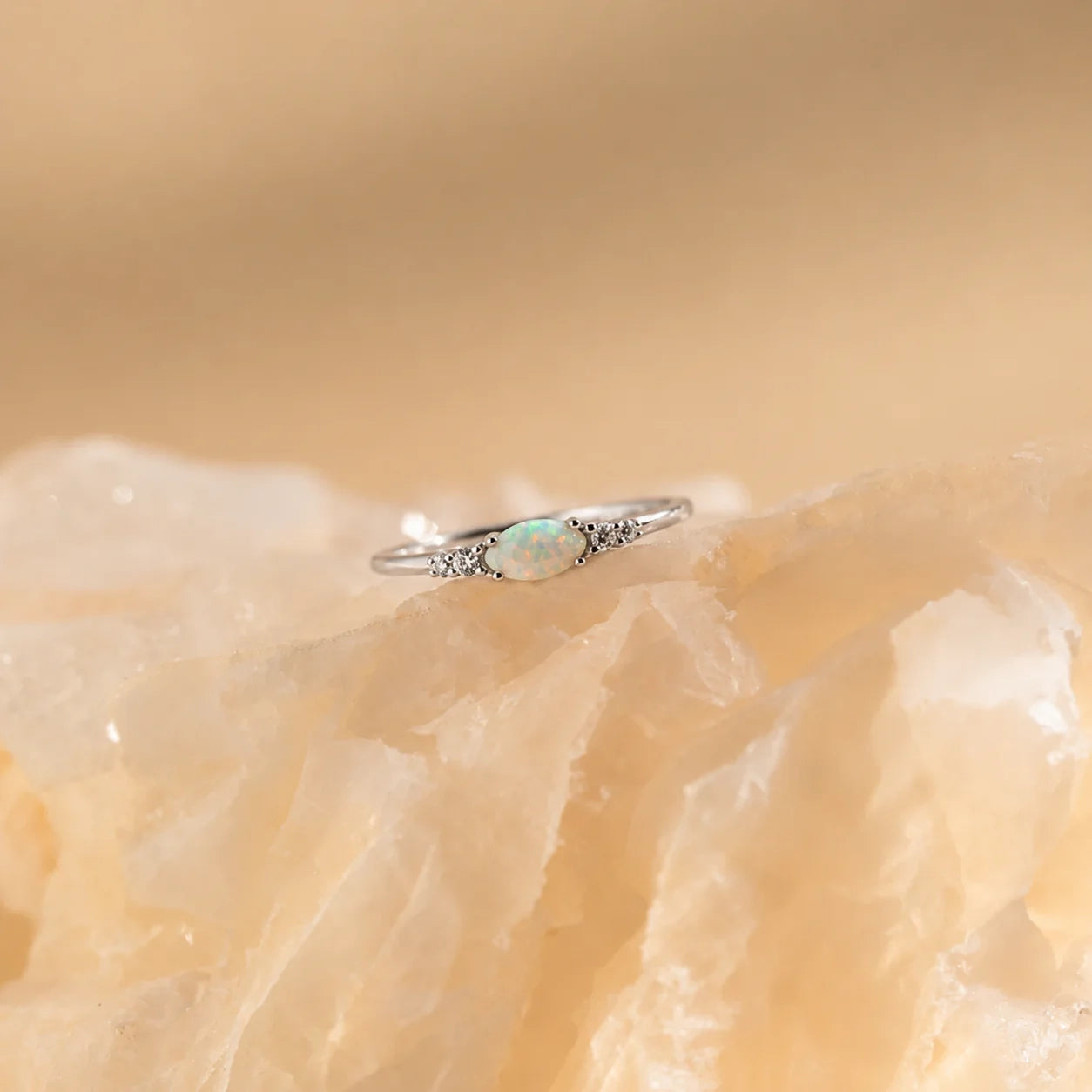 Marquise Opal and Diamond Ring