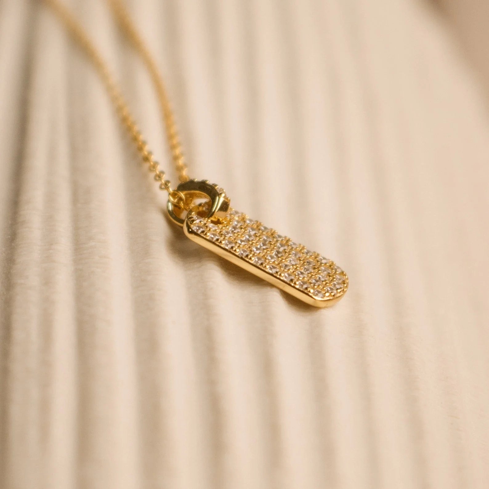 Pave Tag Charm Necklace