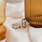 Thick Handwriting Band Silver 18K Gold Plated