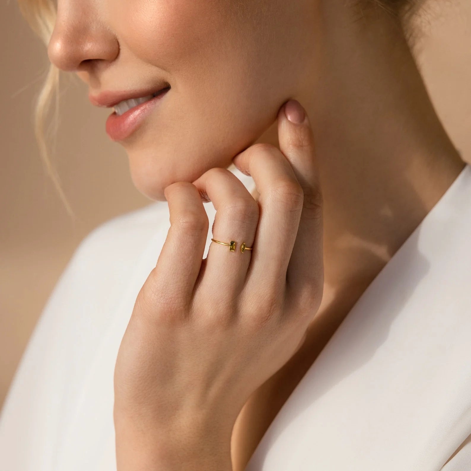 Duo Marquise Baguette Ring Silver 18K Gold Plated