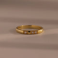 Diamond Morse Code Ring Silver 18K Gold Plated