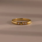 Diamond Morse Code Ring Silver 18K Gold Plated
