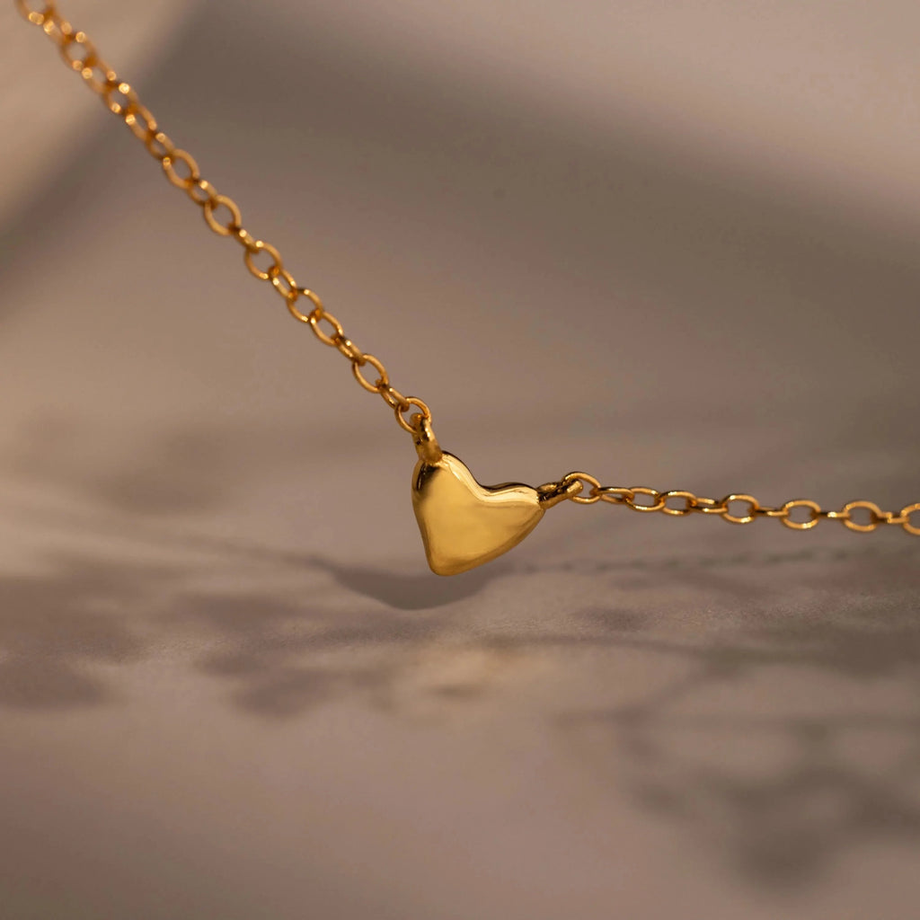Heart Station Necklace Silver 18K Gold Plated