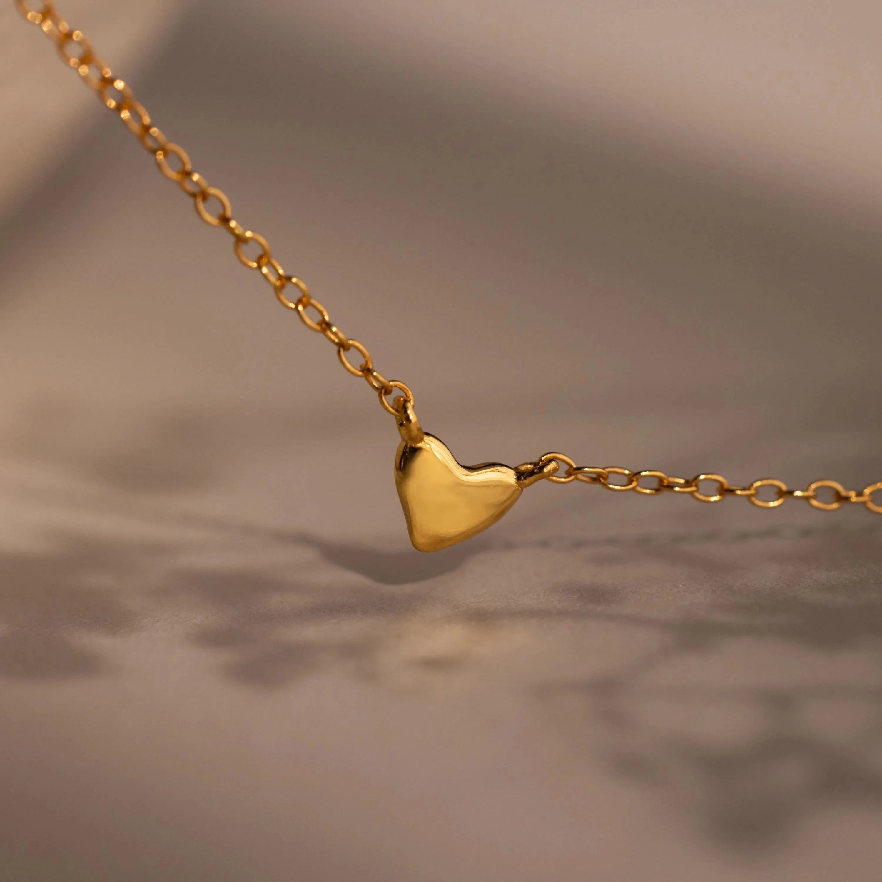 Heart Station Necklace Silver 18K Gold Plated