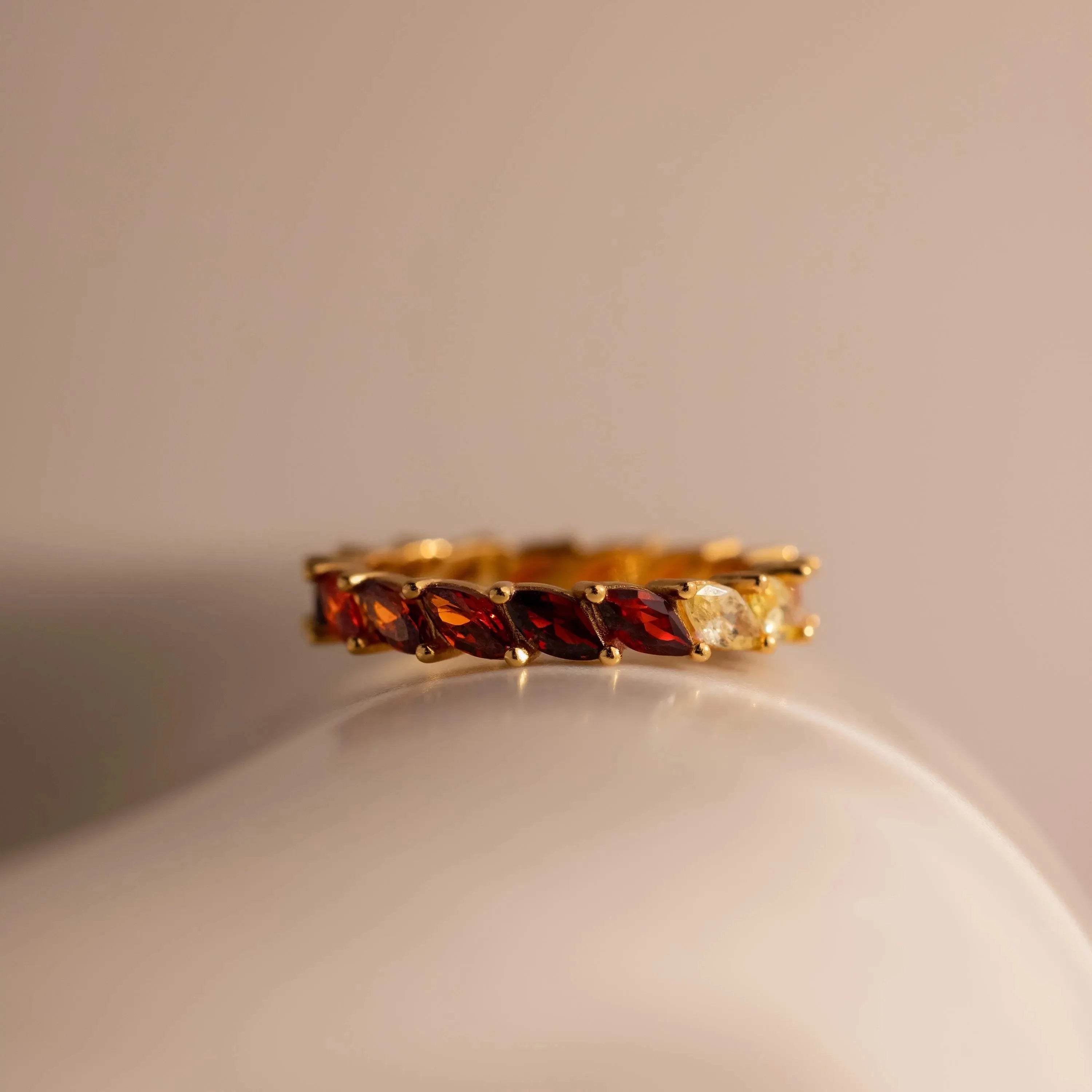Garnet Marquise Ombre Ring Silver 18K Gold Plated