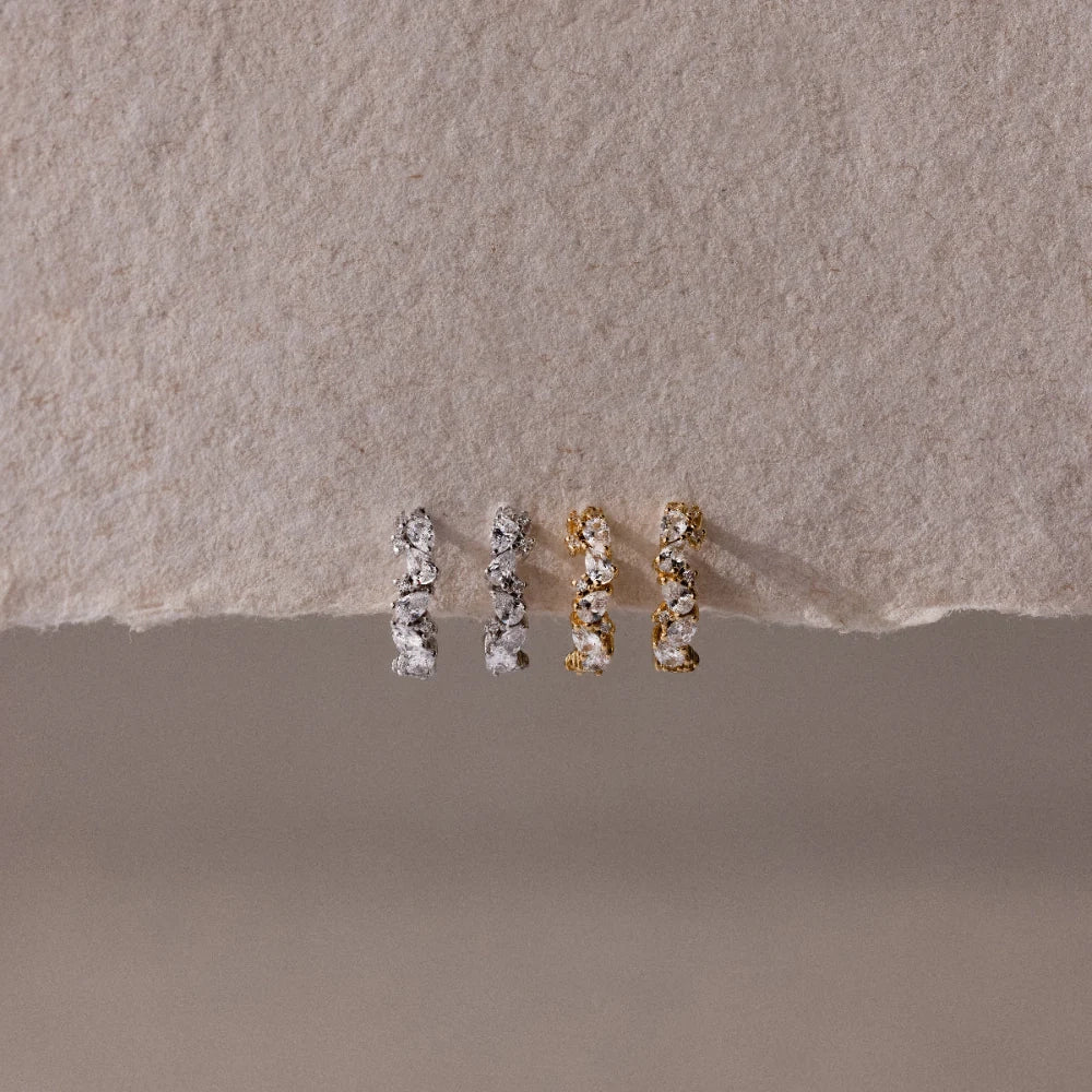 Sprinkle Diamond Huggies Silver 18K Gold Plated