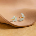 Aquamarine Moon & Star Studs Silver 18K Gold Plated