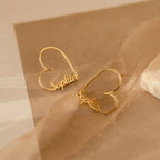 London Heart Name Earrings Silver 18K Gold Plated