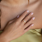 Diamond Art Deco Ring Silver 18K Gold Plated