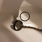 Men's Thick Black Ring Silver 18K Gold Plated
