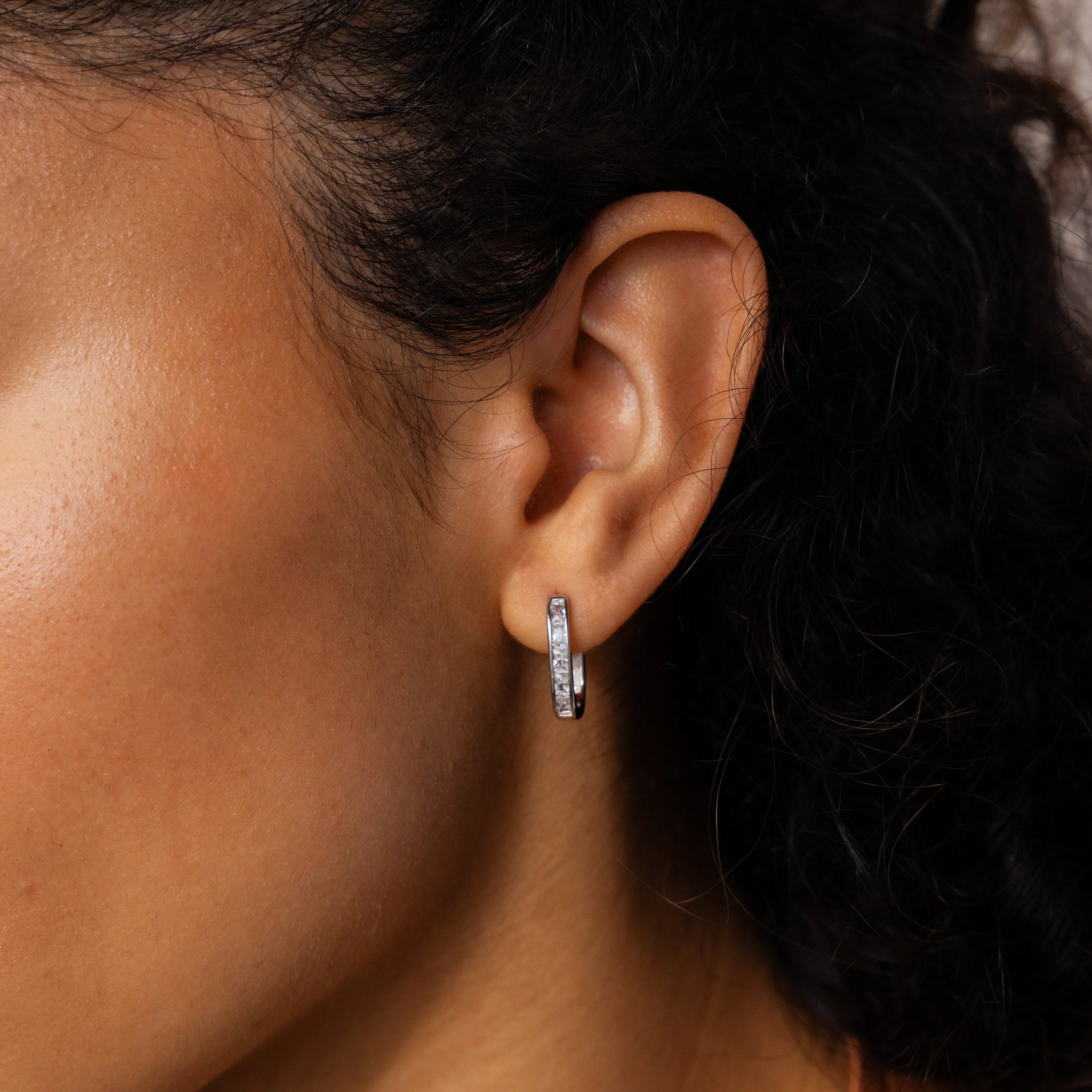 Baguette Link Hoop Earrings