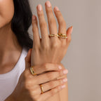 Birthstone Triple Eternity Band Ring Set Silver 18K Gold Plated