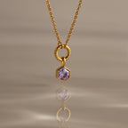 Hexagon Birthstone Charm Silver 18K Gold Plated