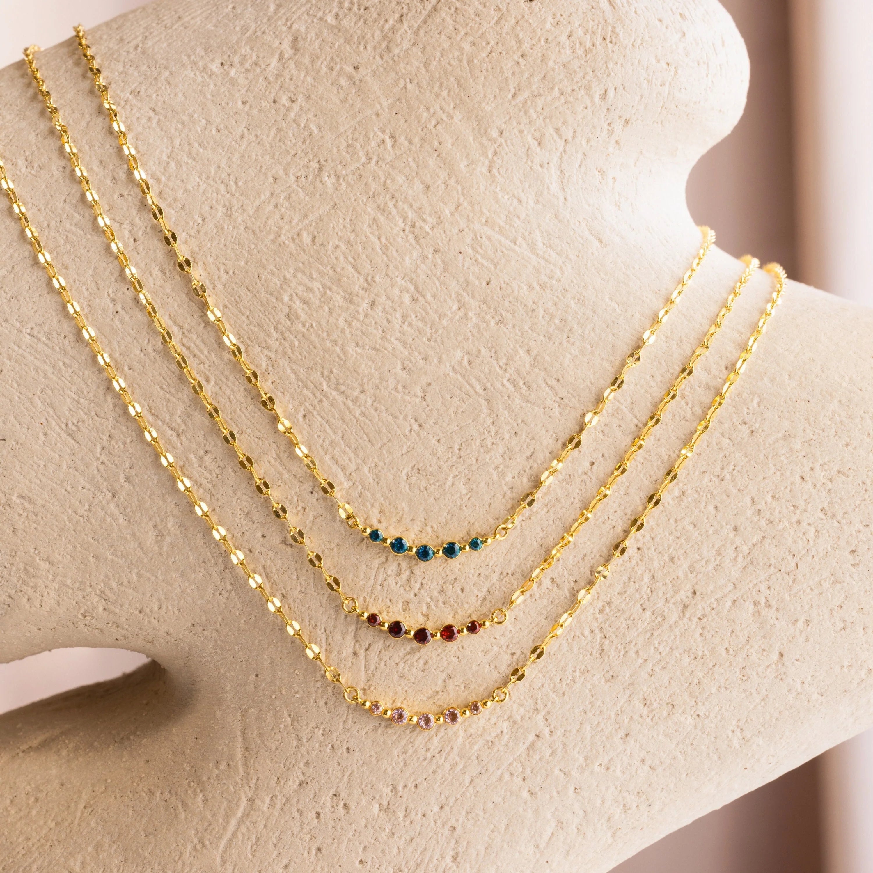 Lace Birthstone Necklace Silver 18K Gold Plated
