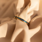 Opal Inlay Rings Set Silver 18K Gold Plated