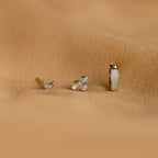 Opal Inlay Earrings Set Silver 18K Gold Plated