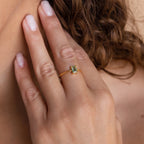 Agate Emerald Ring Silver 18K Gold Plated