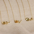 Flower Birthstone Necklace Silver 18K Gold Plated