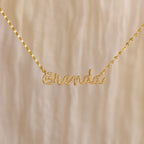 Pave Dream Script Name Necklace Silver 18K Gold Plated