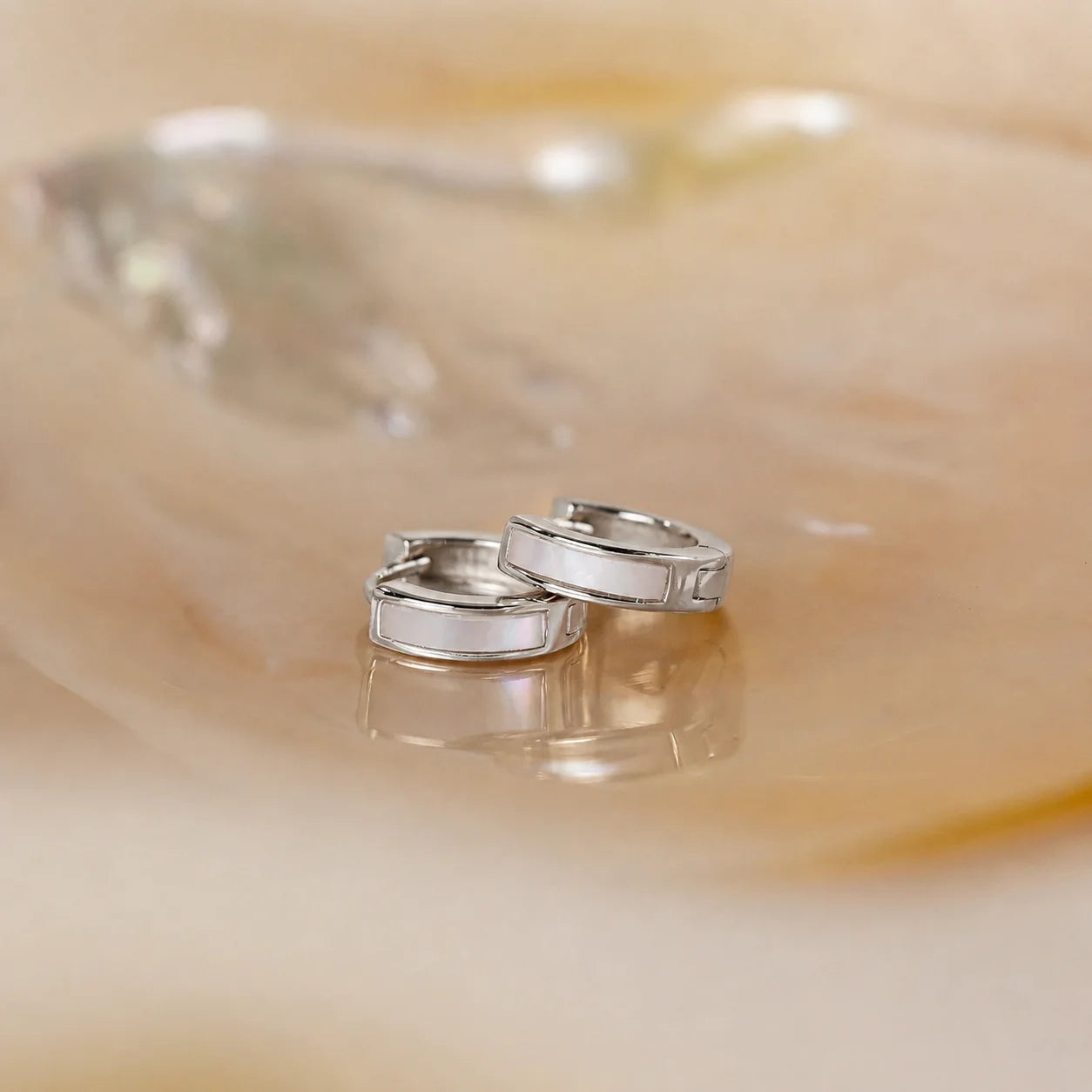 Mother of Pearl Inlay Huggies