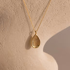 Organic Fingerprint Teardrop Necklace Silver 18K Gold Plated