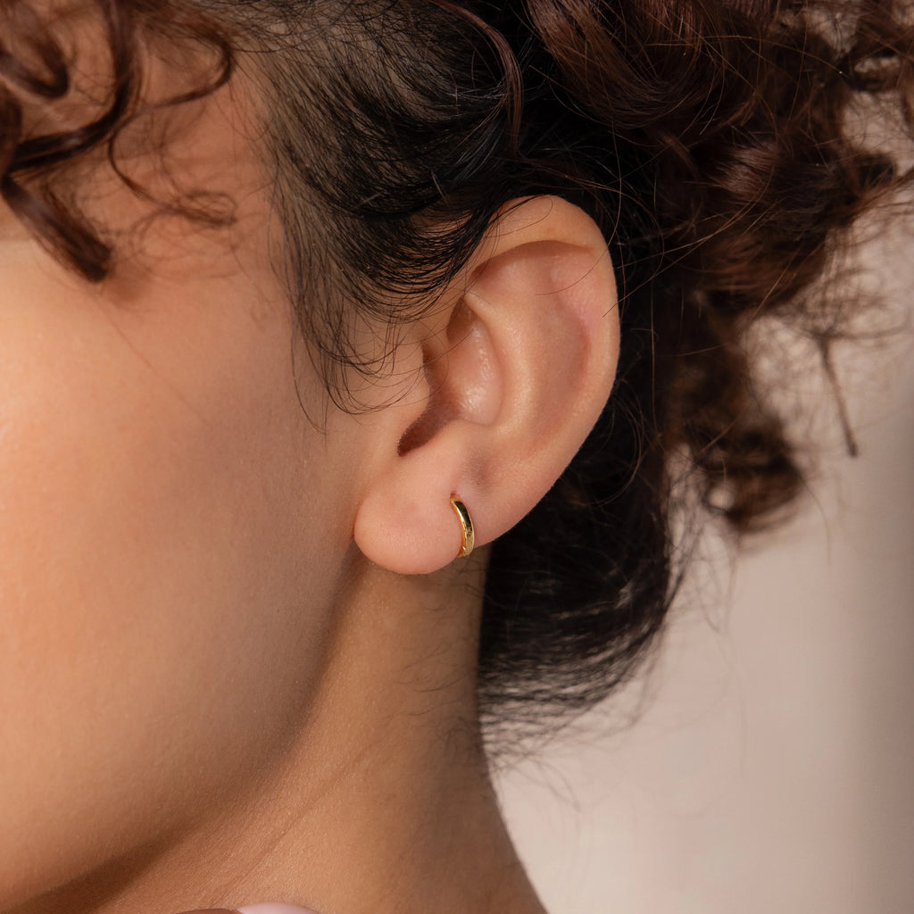 7mm Dainty Huggies Silver 18K Gold Plated