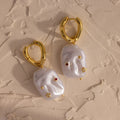 Celestial Baroque Pearl Charm Hoops Silver 18K Gold Plated