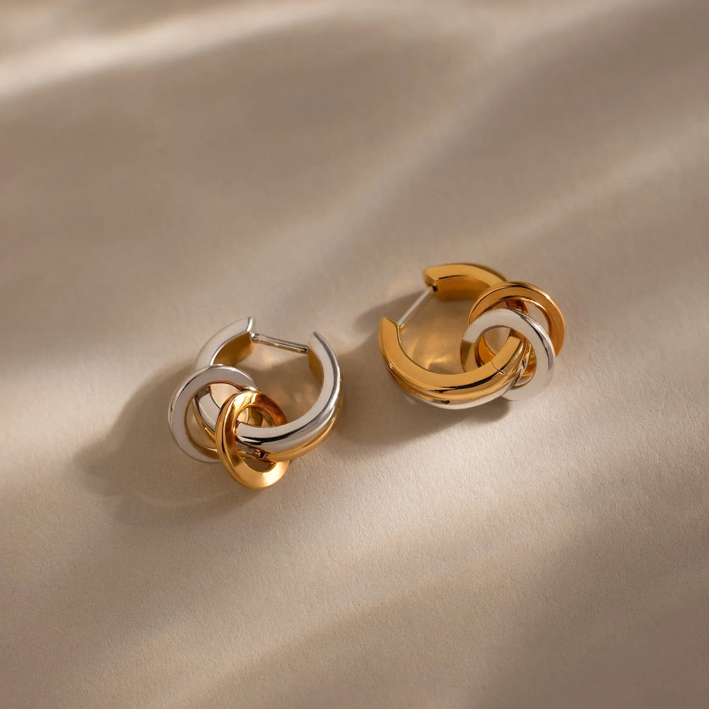 Mixed Metal Circle Hoops Silver 18K Gold Plated