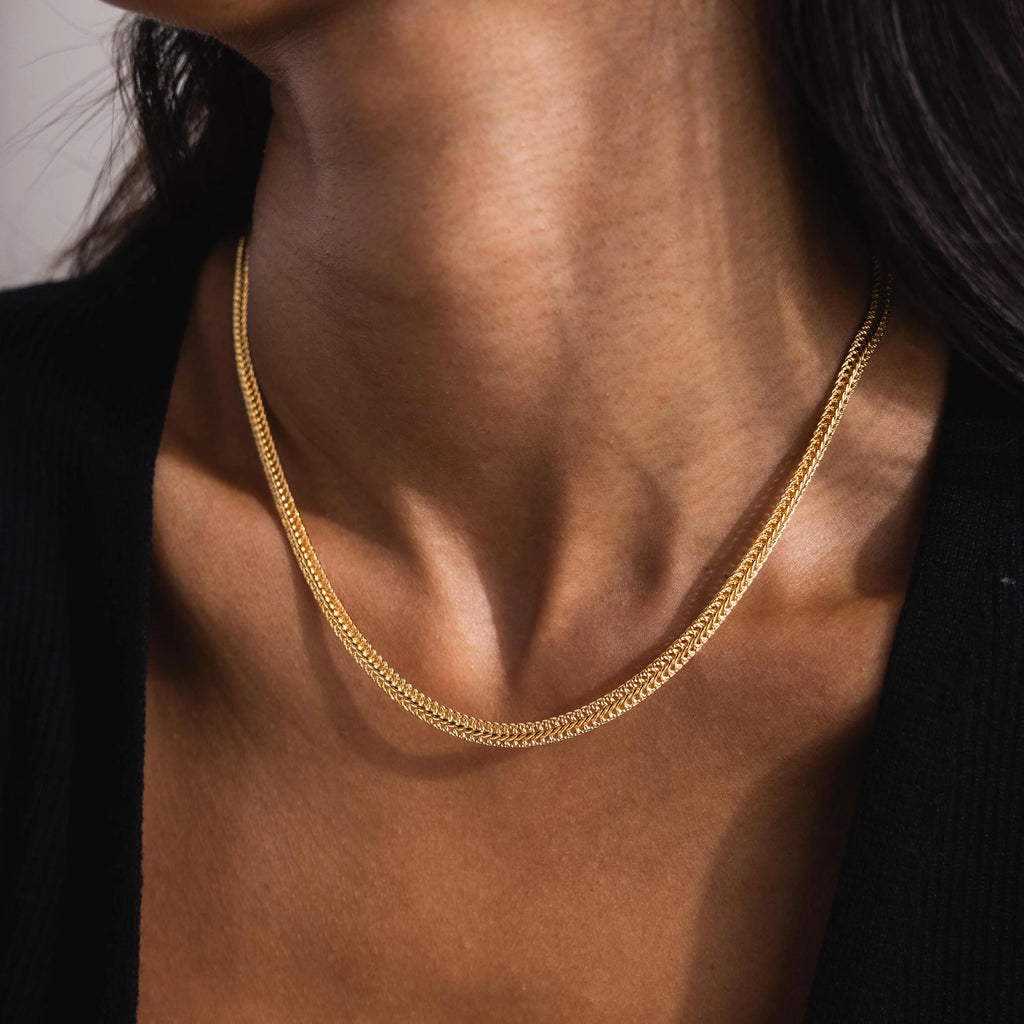 Thin Mesh Chain Necklace Silver 18K Gold Plated