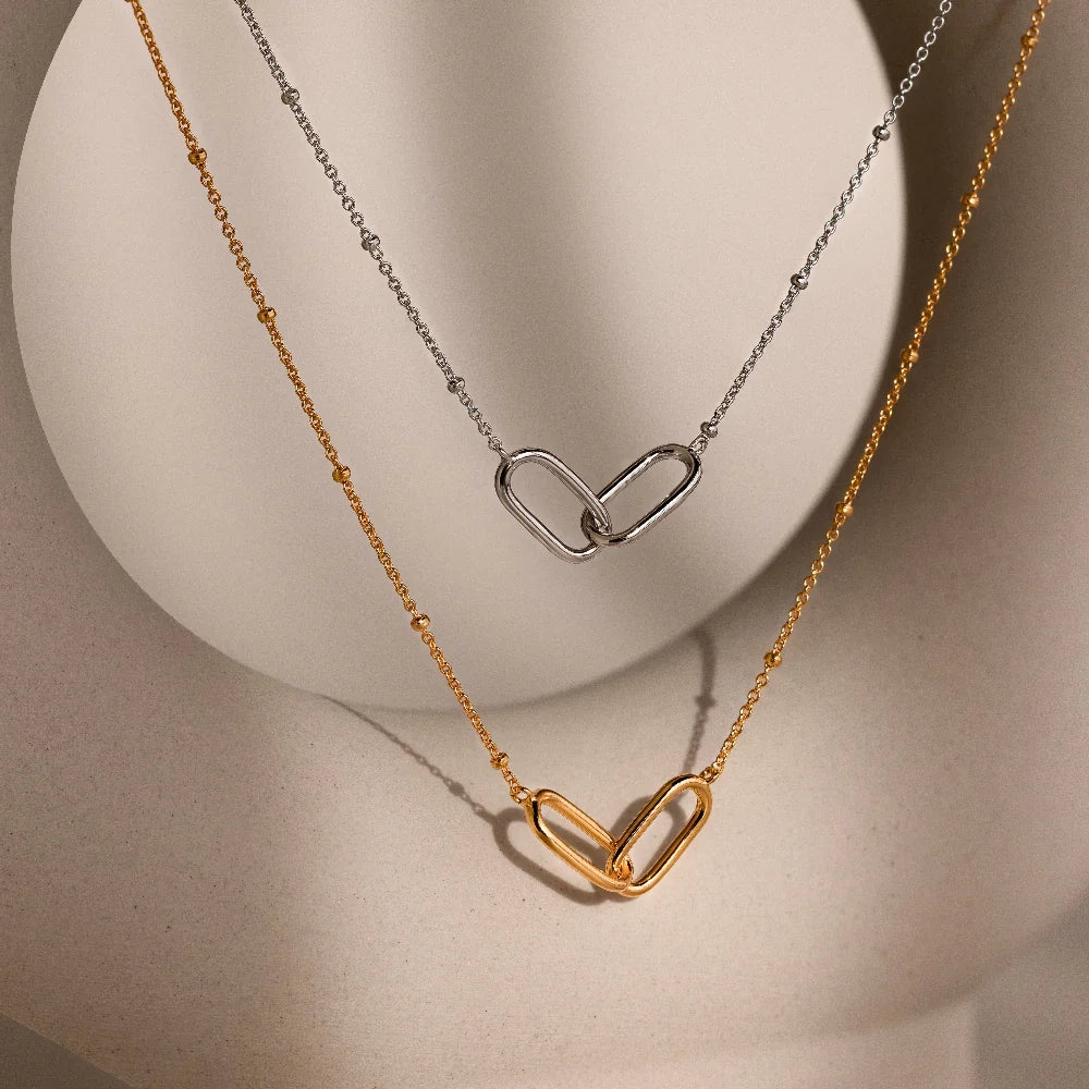 Linked Pendant Necklace Silver 18K Gold Plated