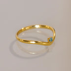 Peridot Drop Curve Ring Silver 18K Gold Plated
