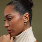 Pave Bow Charm Hoops Silver 18K Gold Plated