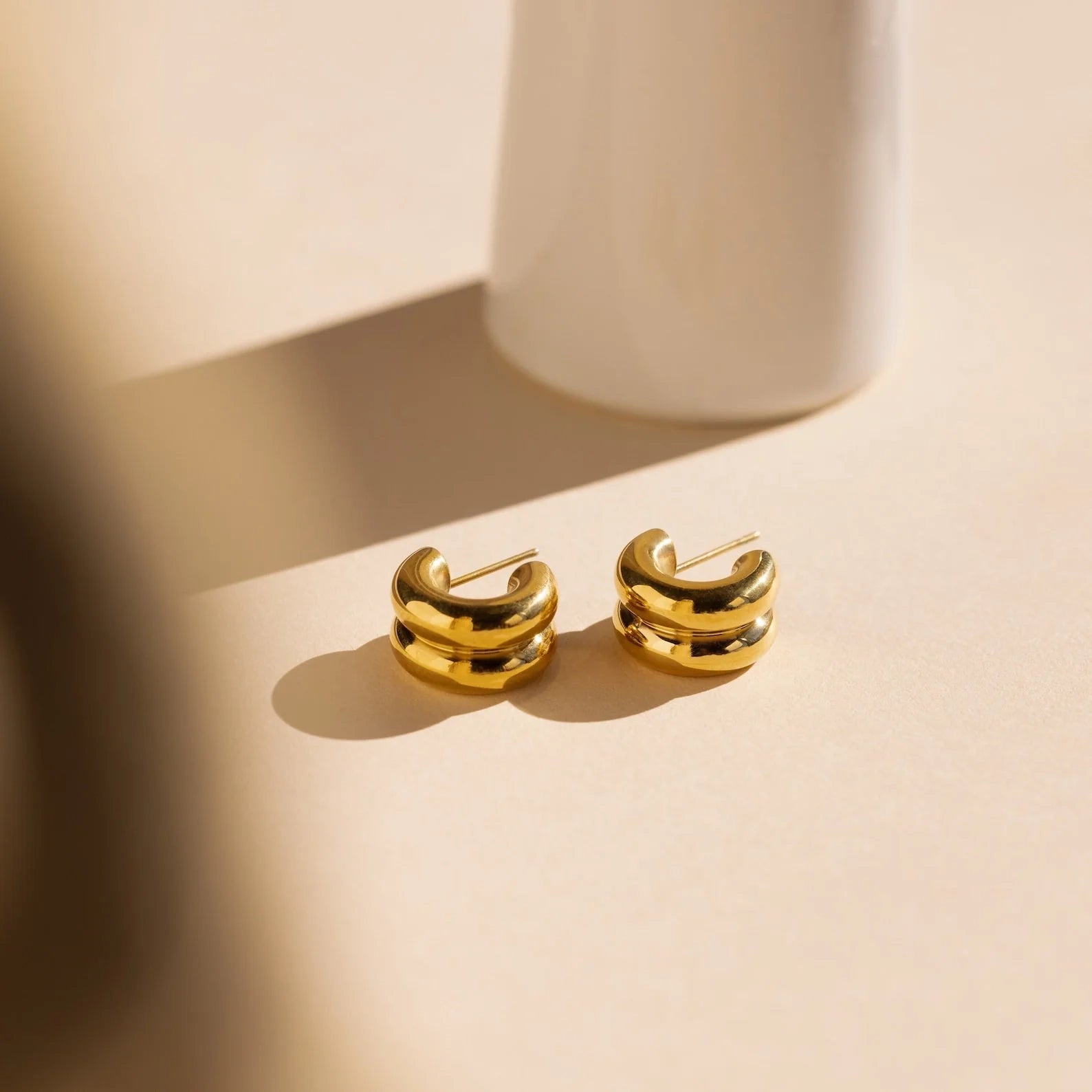 Chunky Double Hoops Silver 18K Gold Plated