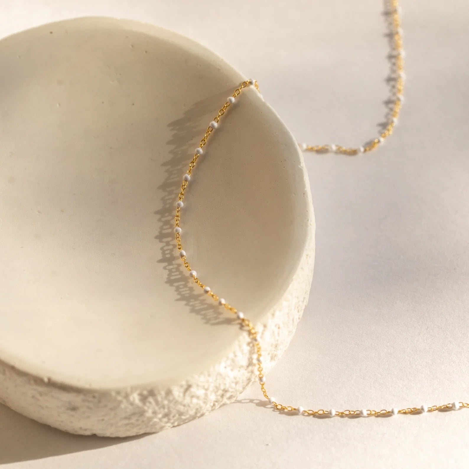 Beaded Station Necklaces Silver 18K Gold Plated