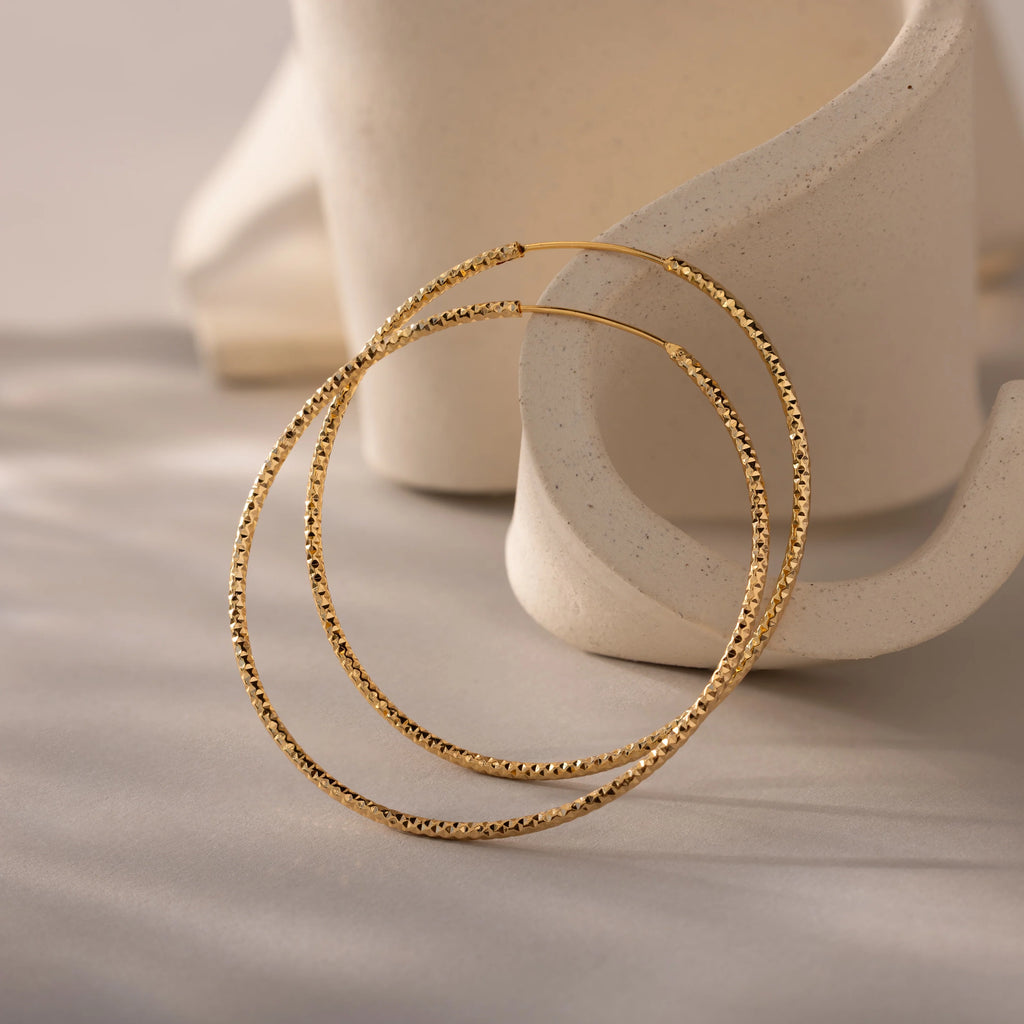 Large Sparkle Hoops Silver 18K Gold Plated