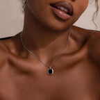 Square Onyx Necklace Silver 18K Gold Plated