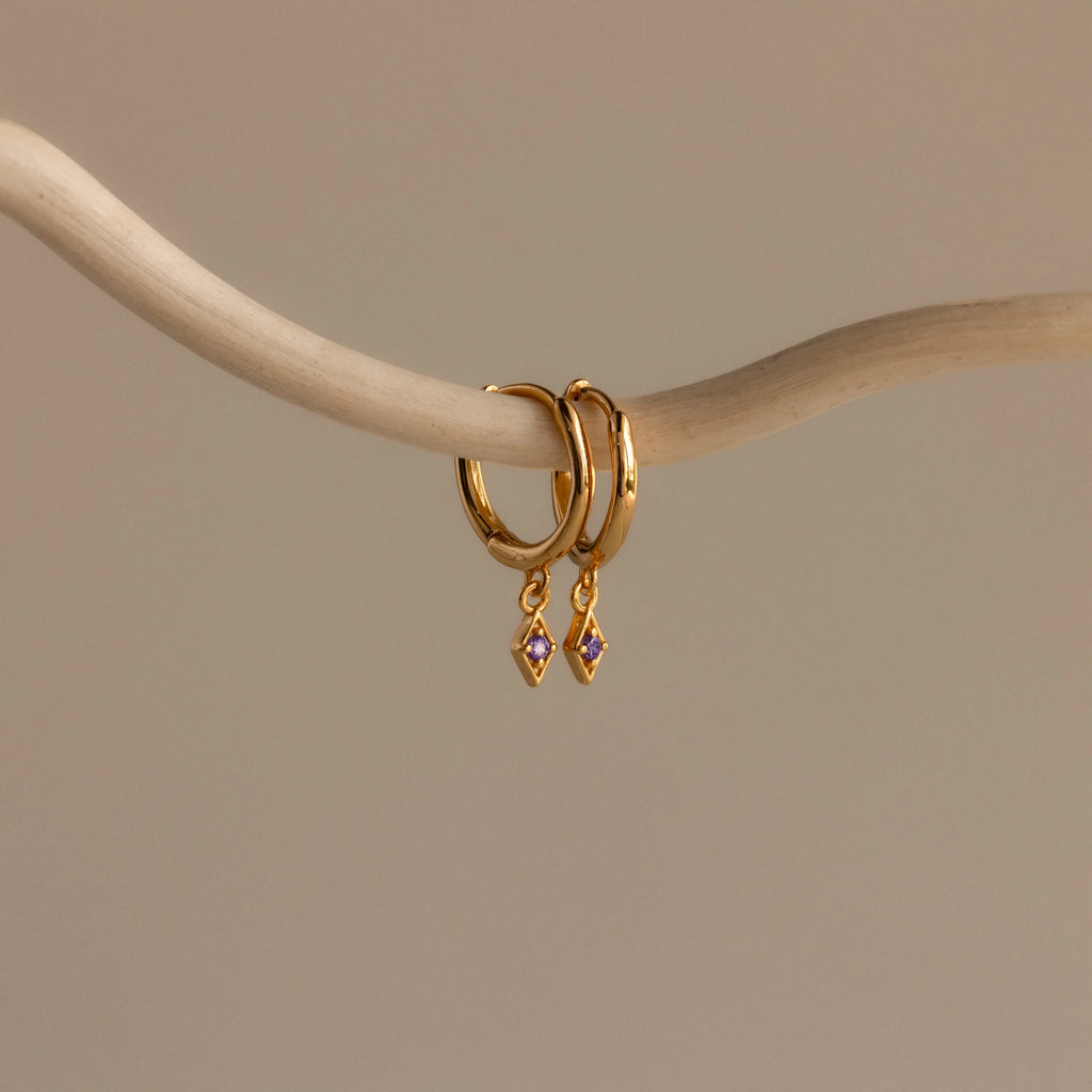 Ericka Birthstone Huggies Silver 18K Gold Plated
