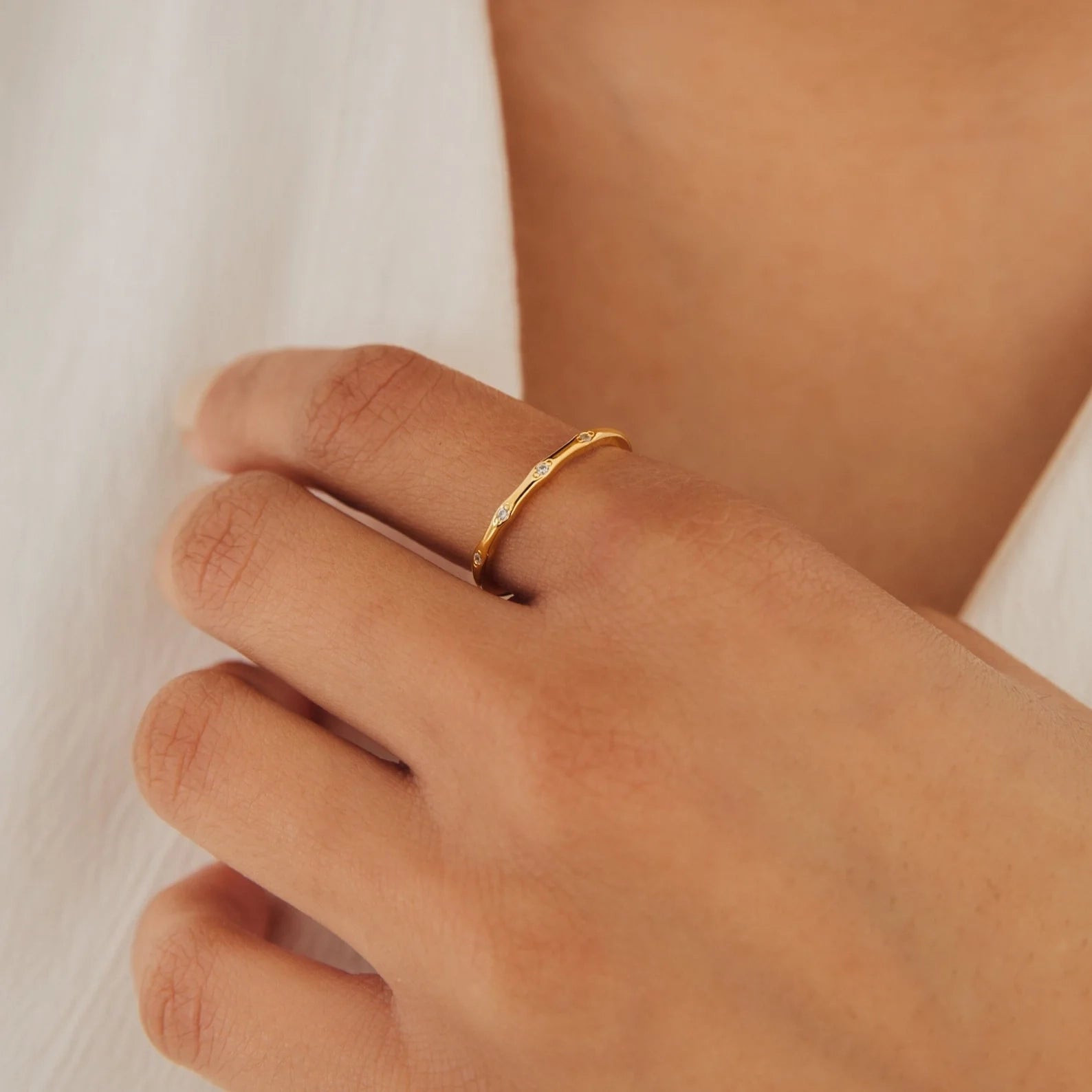 Juliet Diamond Ring Silver 18K Gold Plated